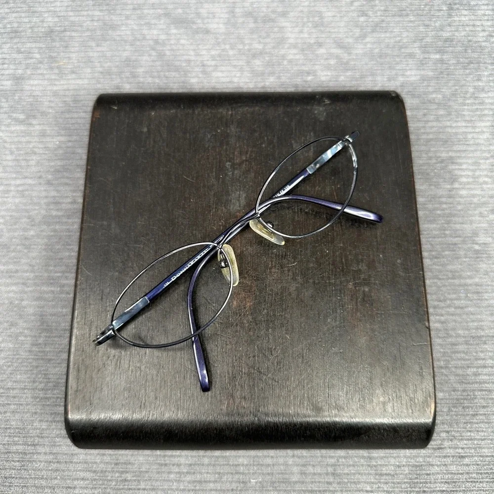 Donna Karan 8226 Navy Blue Oval Y2K Eyeglasses Frames Made in Japan 135 Vintage